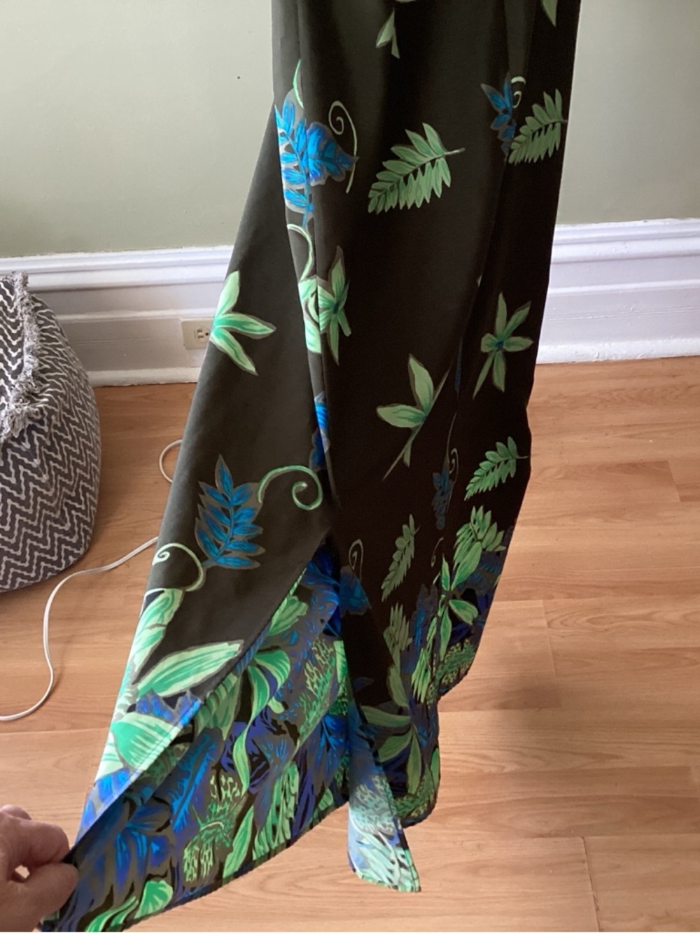 Cotton Ginny Sleeveless Maxi Dress Dark Green Blue floral sz M Tropical Fairycor - Picture 5 of 5